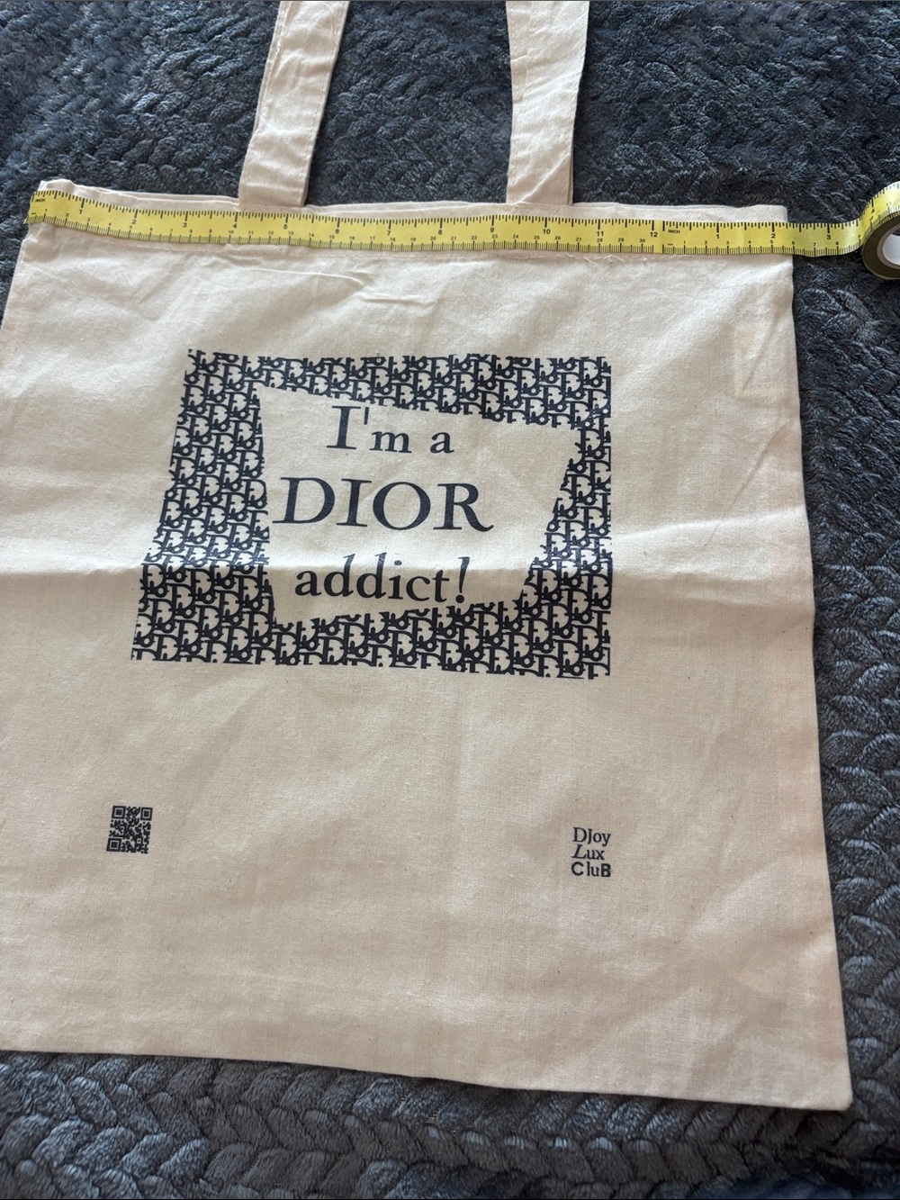 Dior Cream Canvas Tote with Black Logo Print